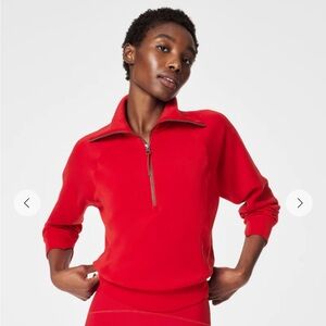 SPANX AirEssentials Half Zip in Spanx Red Size S NWT